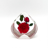 Real Flower Red Rose – Resin Tear Drop Paperweight (2.5” x 2.5” x 1.5”)