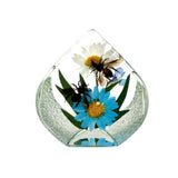 Real Honeybee &amp; Flower – Resin Tear Drop Paperweight (2.5” x 2.5” x 1.5”)
