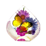 Real Butterfly & Flowers in Tear Drop Resin Paperweight Yellow Butterfly – Desktop Decoration (2.5” x 2.5” x 1.5”)