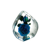 Real Flower Blue Rose – Resin Tear Drop Paperweight (2.5” x 2.5” x 1.5”)