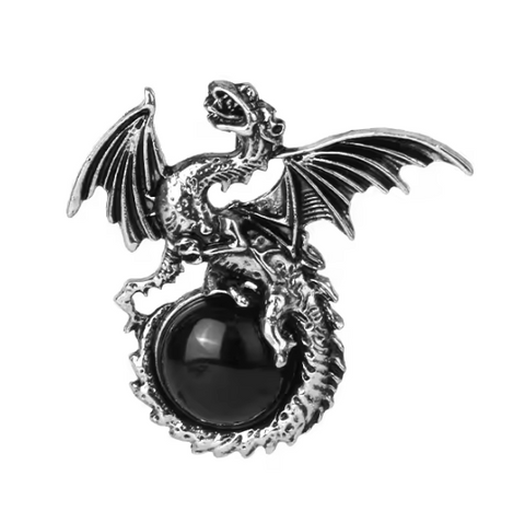 Dragon Obsidian Pendant Necklace – Winged Guardian with Natural Gemstone - Real Nature Gifts