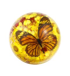 Real Butterfly Half-Dome Monarch with Yellow Flower Real Nature Gift