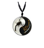 Real Bark Scorpion and Emperor Scorpion White / Black Yin-Yang Necklace Real Nature Gift