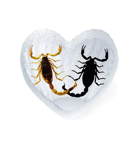 Real Black Scorpion and Real Bark Scorpion Heart Shape Desktop Real Nature Gift
