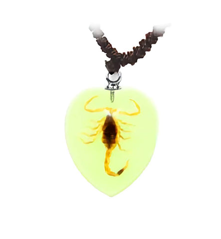 Real Bark Scorpion Necklace Heart Shaped Glows In The Dark Real Nature Gift