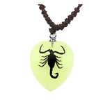 Real Black Scorpion Necklace Heart Shaped Glows In The Dark Real Nature Gift