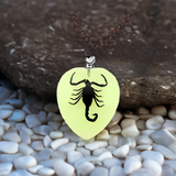 Real Black Scorpion Necklace Heart Shaped Glows In The Dark Real Nature Gift