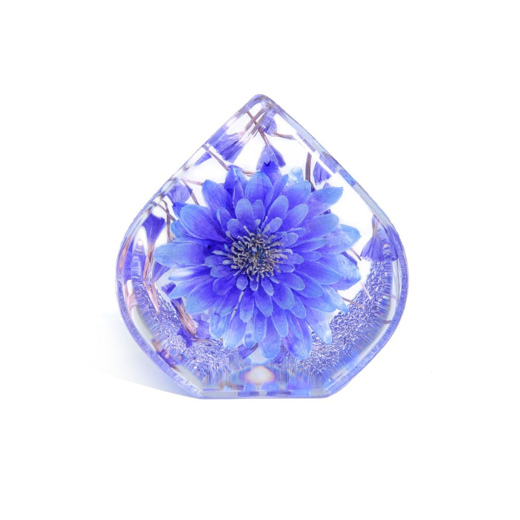 Real Flower Purple – Resin Tear Drop Paperweight (2.5” x 2.5” x 1.5”)