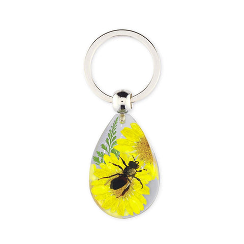 Real HoneyBee Keychain with Flower Real Nature Gifts